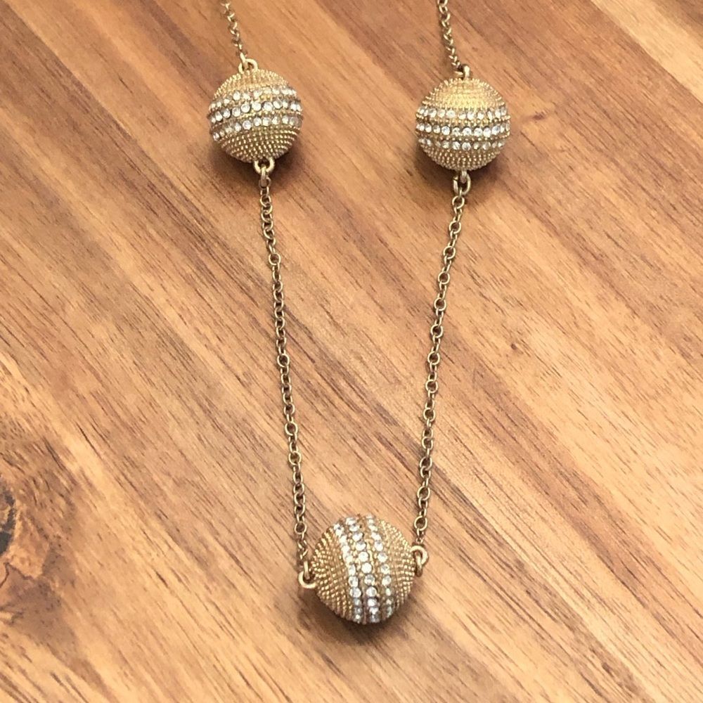 J.Crew | Pave Ball Station Necklace | 37” Adjustable